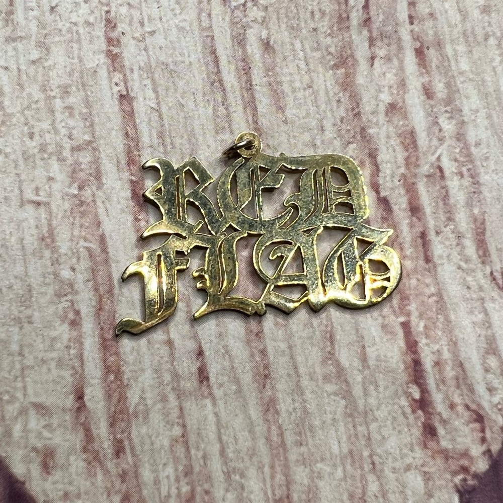 ONE OF A KIND GOLD PLATED Red Flag pendant